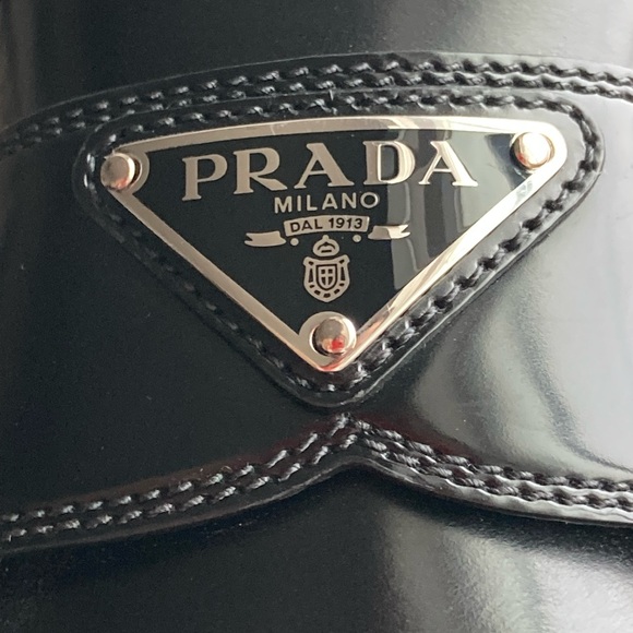 Prada Brushed Leather Black Loafers Size 38 - Picture 9 of 10